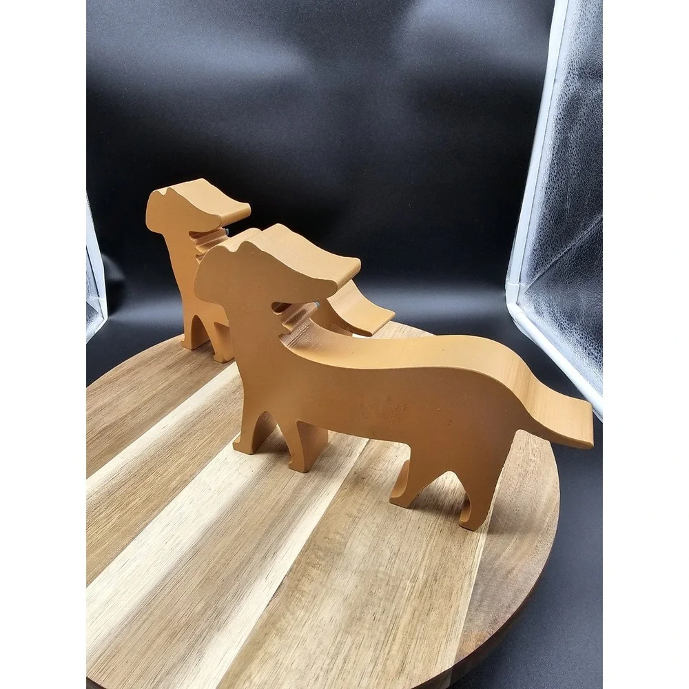 Pair Of Wood Cut Out‎ Dachshund Wearing Bandana Shelf Sitters
